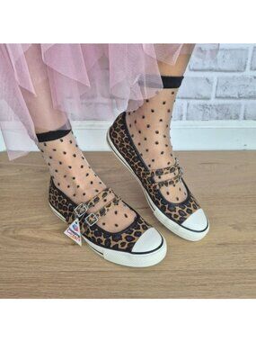 ⭐Converse Dainty Mary Jane Leopard Sz 7.5 Women's shoes Sneaker Black A17972C